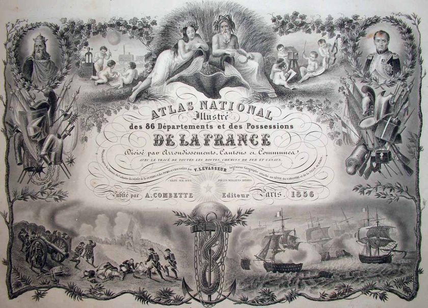 1856 Levasseur ILLUSTRATED ATLAS OF FRANCE Vignettes  