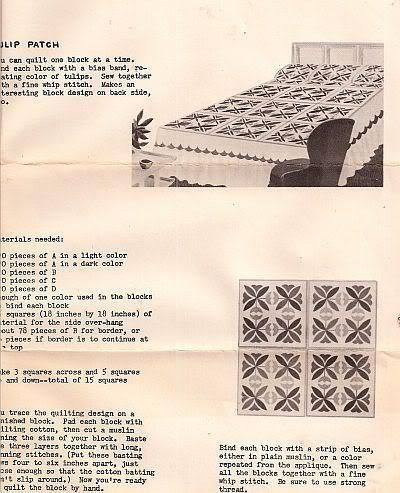 TULIP PATCH QUILT 18 X 18 Pattern 1950 Farm Journal  