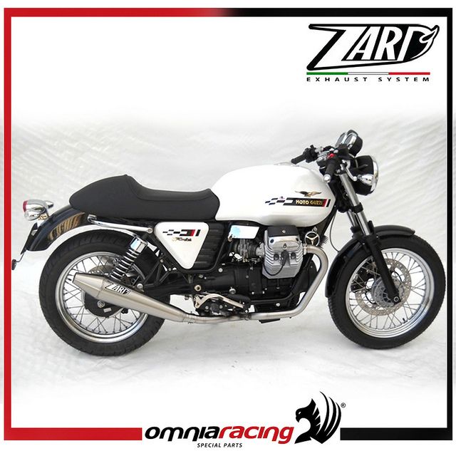 Zard Exhausts Satin Steel Racing Mufflers for Moto Guzzi V7 Cafe Racer 