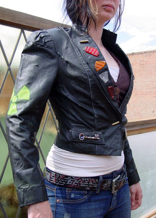 OOAK Vintage Zombie Apocalypse Leather Jacket Size 4 6  