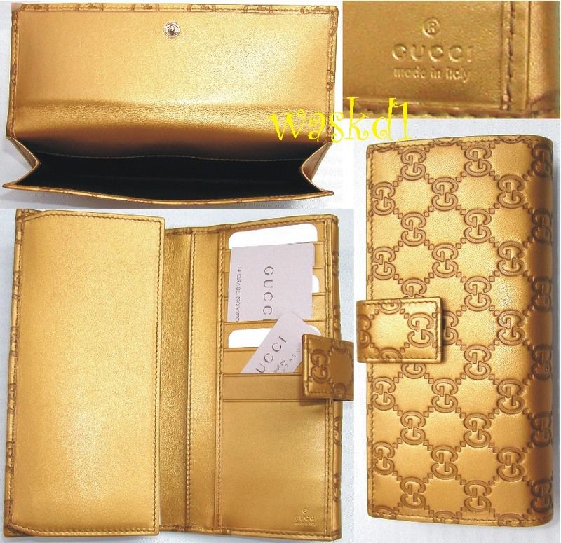 GUCCI gold GUCCISSIMA interlocking GG HEART checkbook Wallet NIB 