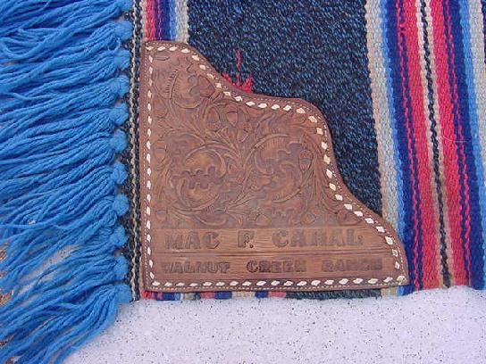 VINTAGE SADDLE BLANKET W/LEATHER CAHAL WALNUT CREEK CA  