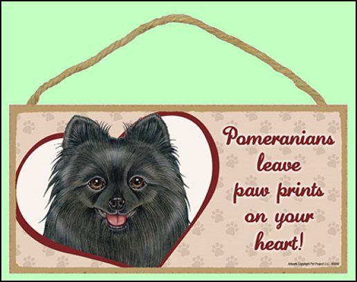 Pomeranian (black) Paw Prints 10x5 Dog Sign New  