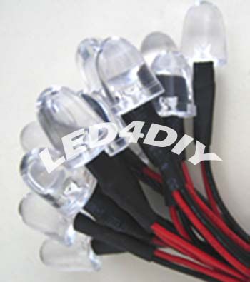 30P 12V DC PRE WIRED 10mm 70Kmcd RED LED   