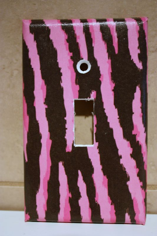 Zebra print pink light switch cover decor home pattern  