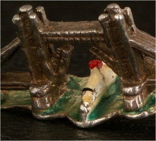 VINTAGE OPEN BOAT enamel TOWER BRIDGE LONDON CHARM  