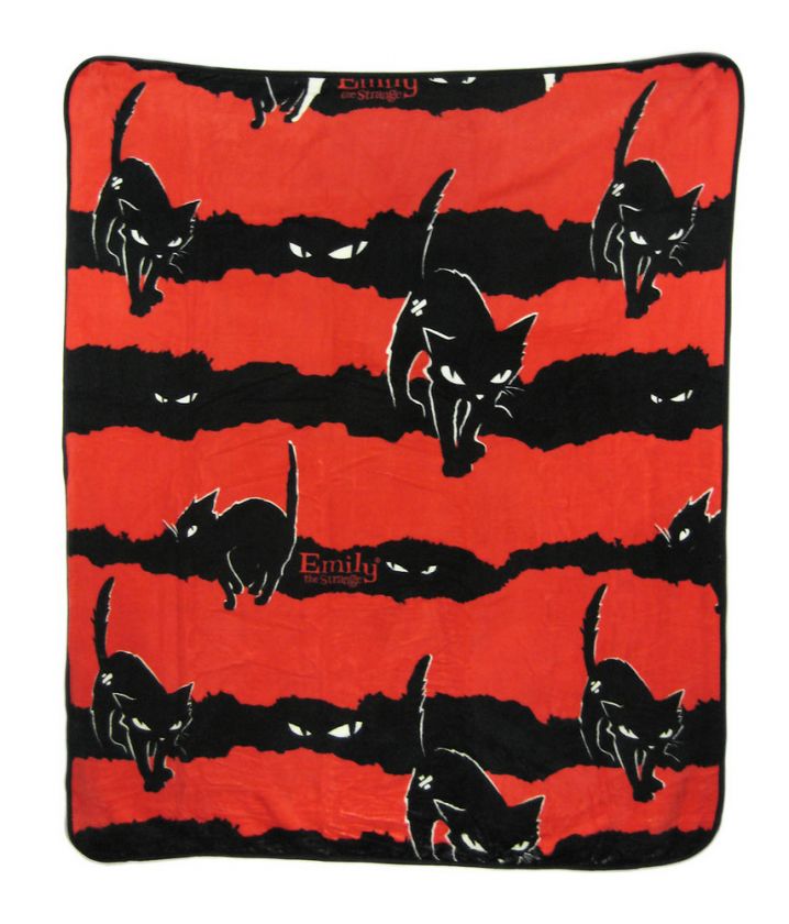 Emily The Strange Kitty Stripes Raschel Blanket 60 x 50  