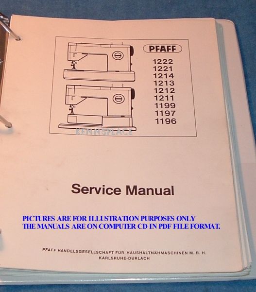 PFAFF 1221, 1222, 1222E Service Manual on CD 230 pages  