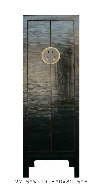 Chinese Black Narrow Moon Face Cabinet Armoire WK1372S  