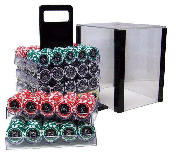 1000 Acrylic Case Eclipse Poker Chip Set 14G FREE BOOK  