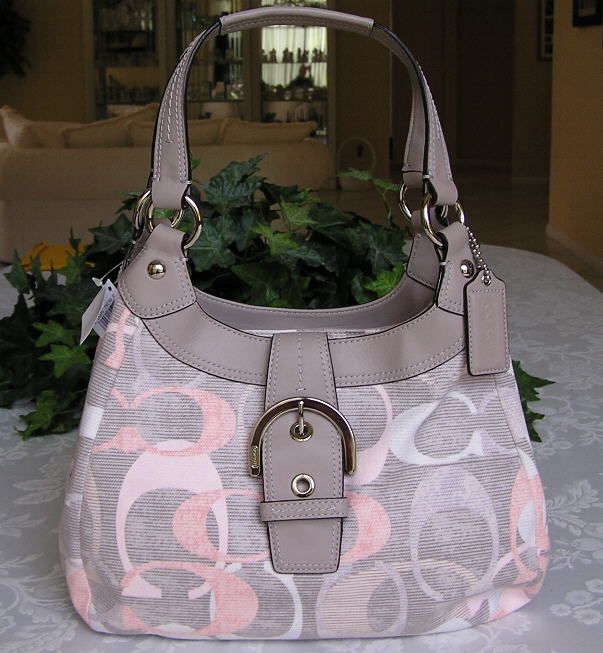 NEW COACH SOHO OPTIC SIGNATURE LINEN HOBO BAG PURSE 19193 NWT  