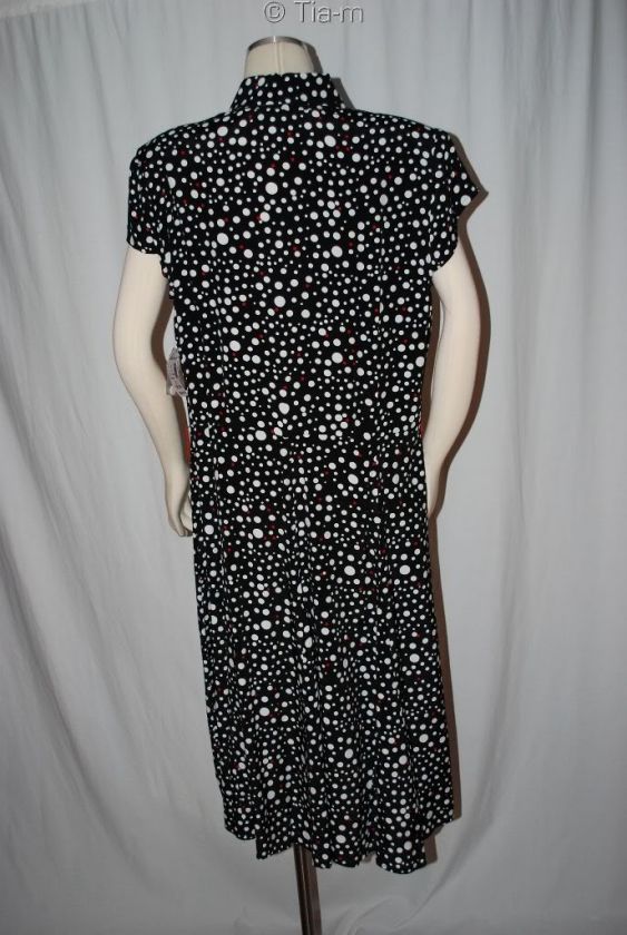 DRESSBARN WOMAN POLKA DOTS BUTTON UP DRESS 18W NWT $60  