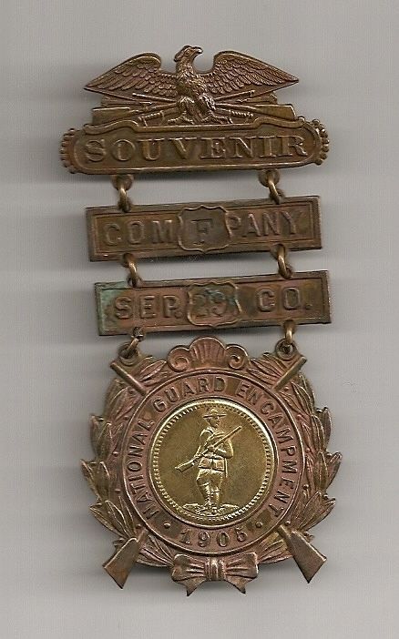 1905 NATIONAL GUARD ENCAMPMENT COMPANY F, SEPT 20 CO. MEDAL  