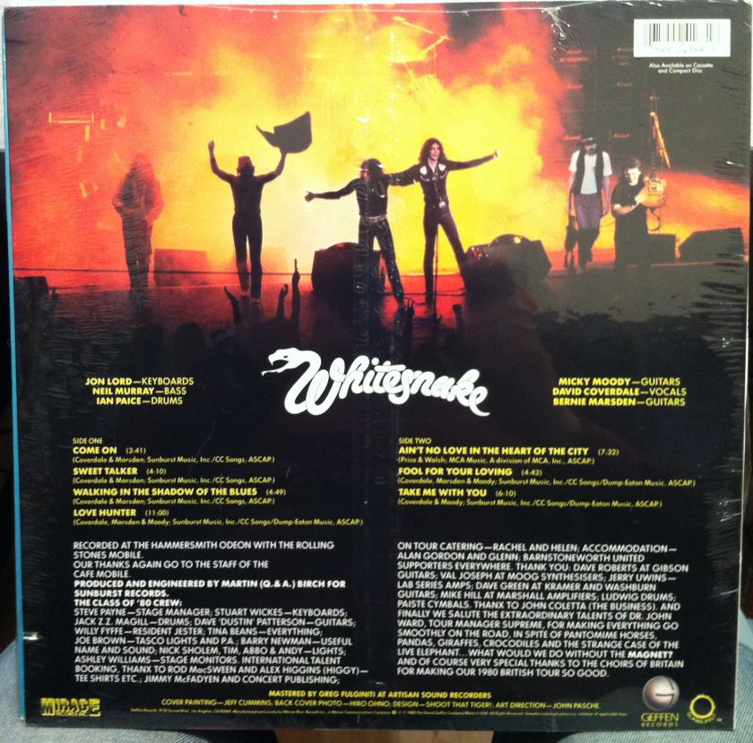 WHITESNAKE live in heart of the city LP sealed 1980  