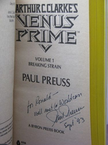1st eds, signed by 3, Arthur C Clarkes Venus Prime Books 1 6 by Paul 
