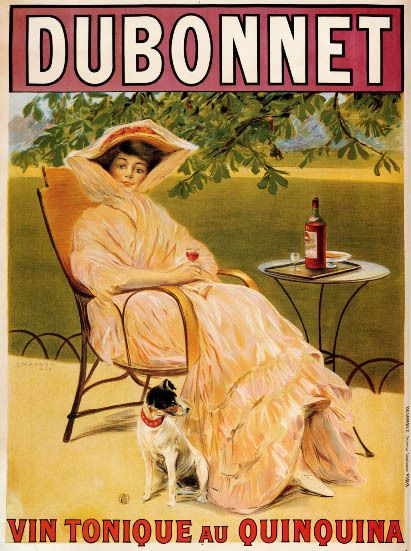 FRENCH TONIC WINE DUBONNET QUINQUINA DOG REPRO POSTER  