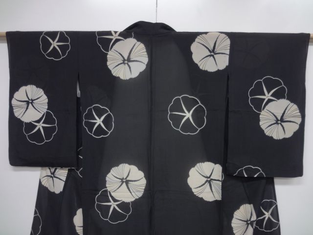 40508# Japanese KIMONO / VINTAGE RO SILK KIMONO BLACK / DYED MORNING 