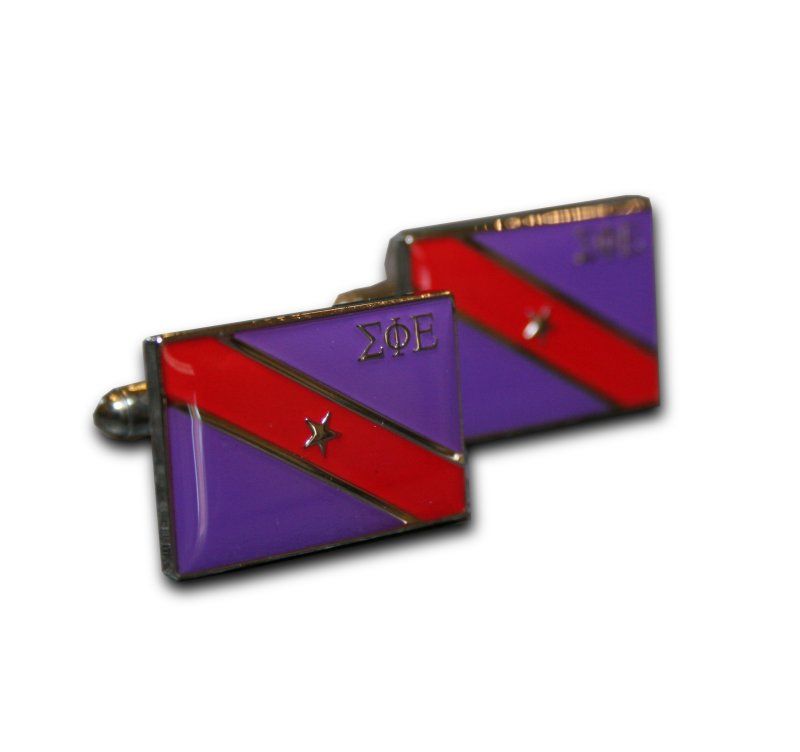 Sigma Phi Epsilon   Silver Flag Cuff Links   NEW  