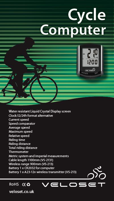 NEW Veloset VS 2131 Wired Cycle Computer Bike Speedo  