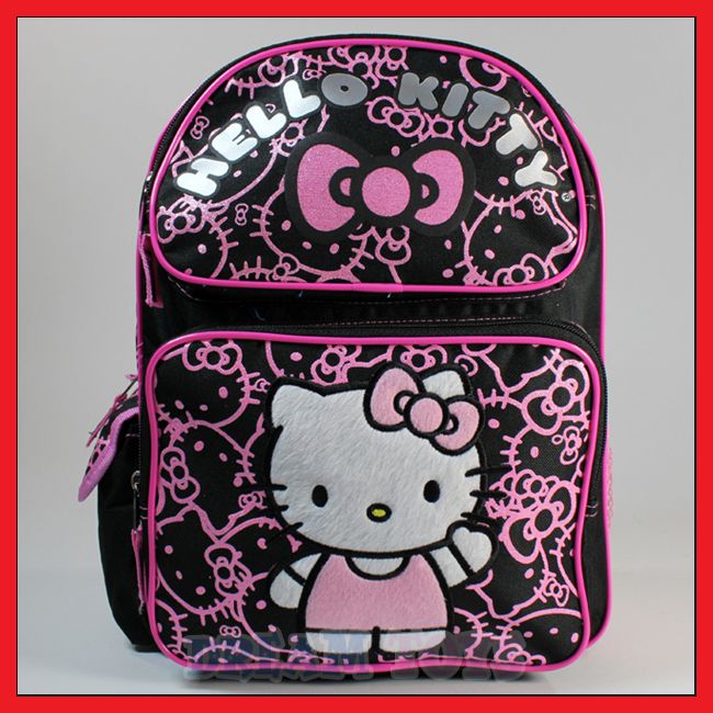 Sanrio Hello Kitty Black Glitter 14 Backpack   Bag School Girls Kids 