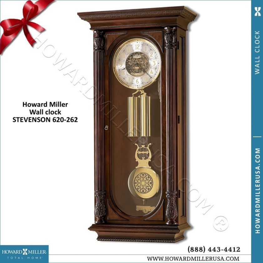 620262 Howard Miller Cherry Key wound, triple chime Wall Clock 