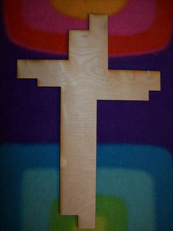 UNFINISHED WOOD CROSS CROSSES STAGGERED END 7 x11  