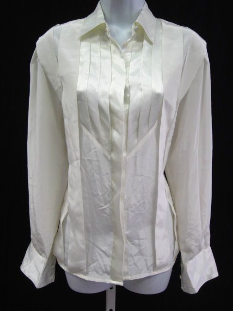 SUZELLE White Collared Button Down Long Sleeve Top Sz 4  