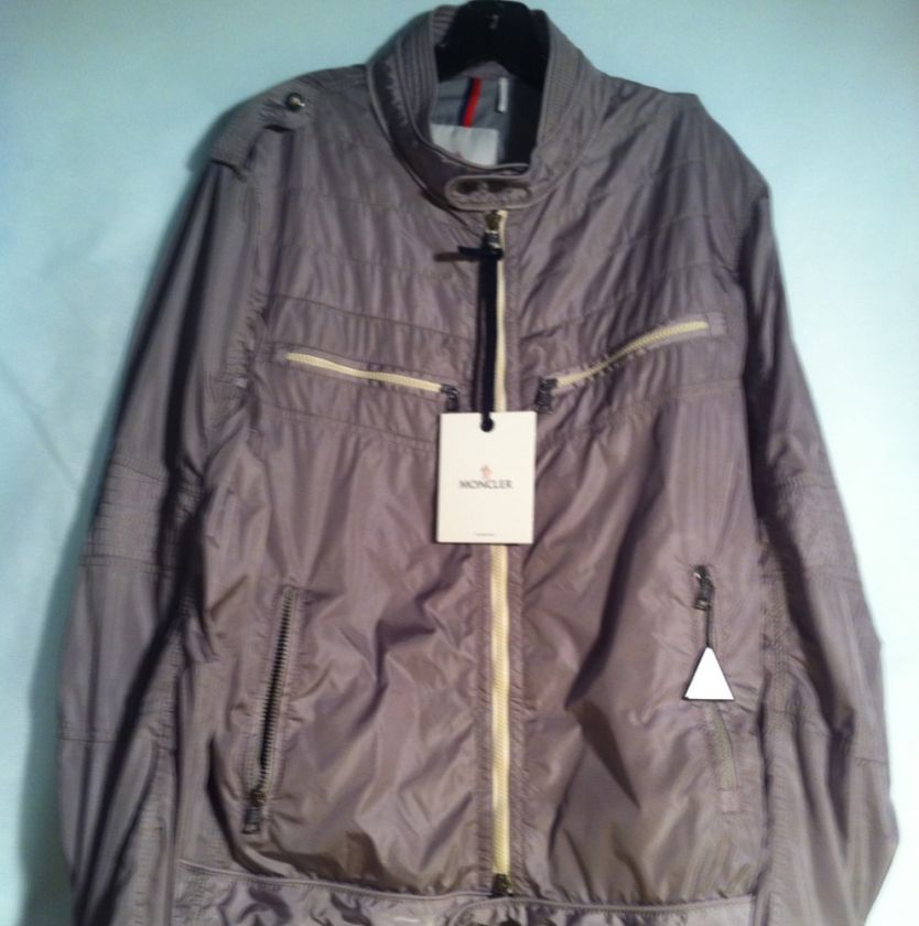 Moncler Blot Motorcycle Jacket Gray NWT sz 4 Large L  