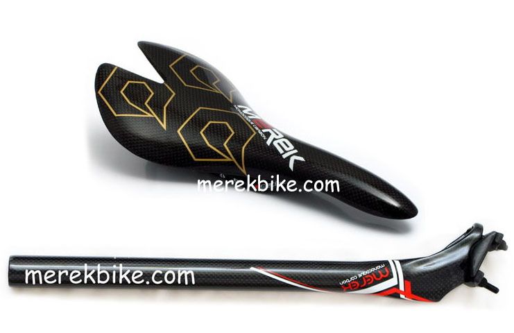 Full 3k carbon fiber bike seat post seatpost + saddle  