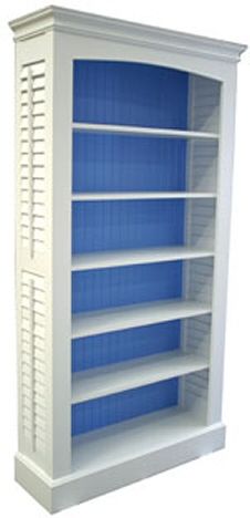 Coastal COTTAGE Plantation Shutter BOOKCASE Solid Wood 30 Paints 