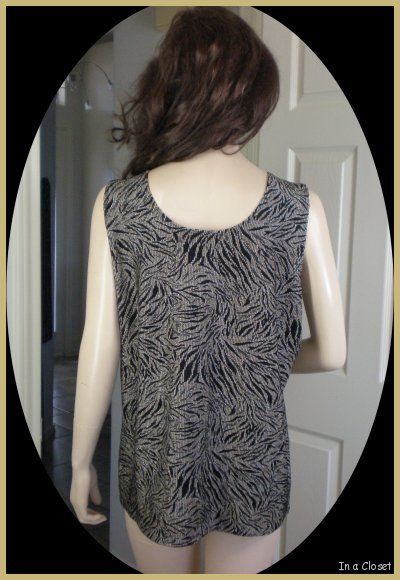 Chicos Travelers Black Gold Shimmer Animal Print Tank Top 3  