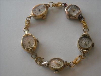 LOT OLD VINTAGE LADIES WATCH FACE BRACELET 10KT GF PHEW BULOVA 