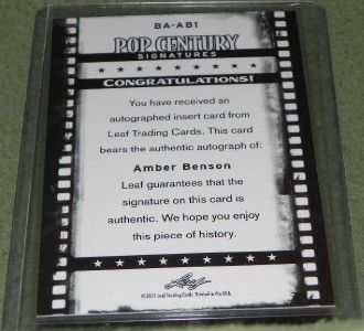 2011 LEAF Pop Century Amber Benson AUTO Buffy Vampire  