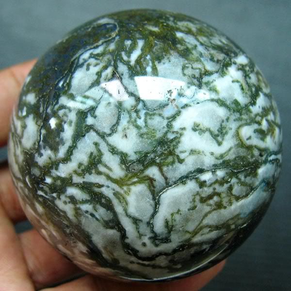 75mm Natural Polished Moss Agate Crystal Sphere Ball  