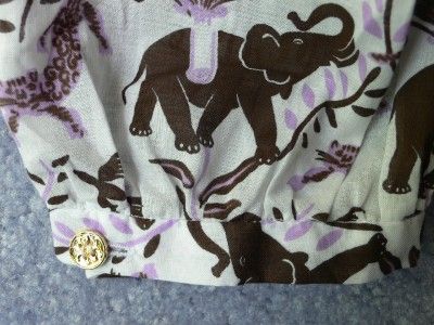 Tory Burch Brown White Elephant Print Bailey Top NWT 10  