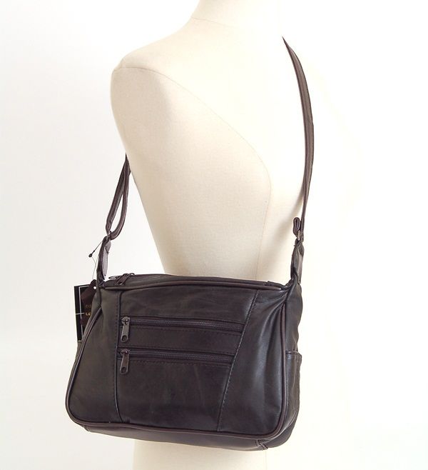 Multi Pocket Handbag Shoulder Bag Womens Purse Leather  