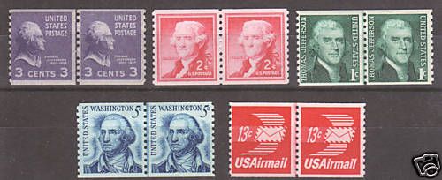 US Sc 842/C83 MNH. 5 diff Coil Line Pairs  