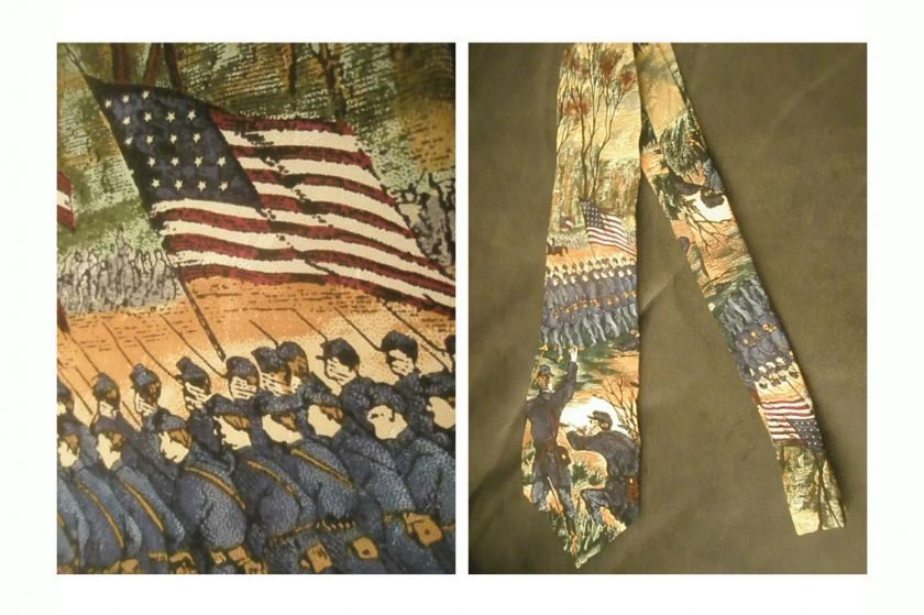 SHILOH CIVIL WAR 1862 AMERICAN FLAG SILK FABRIC NECKTIE UNION SOLDIERS 