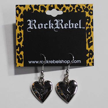   Gothic Goth Punk Psychobilly Rockabilly Broken Heart Earrings  