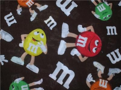 New M&M Fabric Remnant 31 x 44 Candy Chocolate Food  