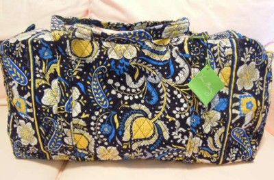 Vera Bradley Large Duffel Ellie Blue handbag Travel Bag NWT 