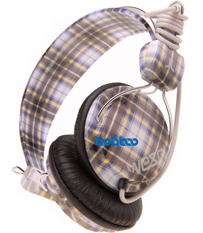 WeSC CHECKED BONGO HEADPHONES WHITE PLAID SHIPS TODAY  