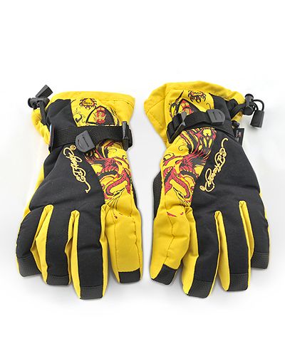 NWT ED HARDY WOMENS GERMANY EDITION WINTER SKI GLOVES S  