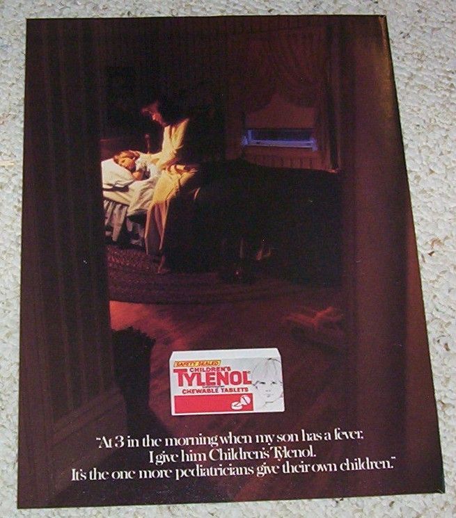 1984 ad Childrens Tylenol medicine McNeil sick BOY AD  