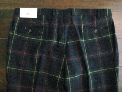 RALPH LAUREN MEN 40X30 NWT $148 Plaid Tartan Wool Pants Slacks Trim 