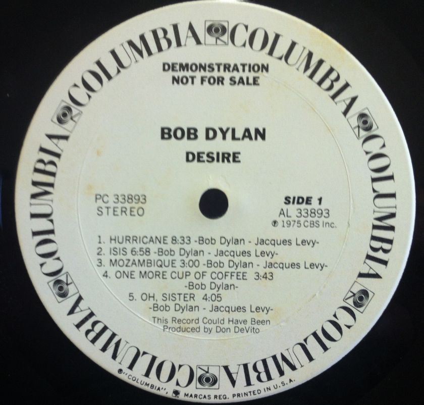 BOB DYLAN desire LP VG+ WL Label Promo WLP PC 33893 Vinyl 1975  