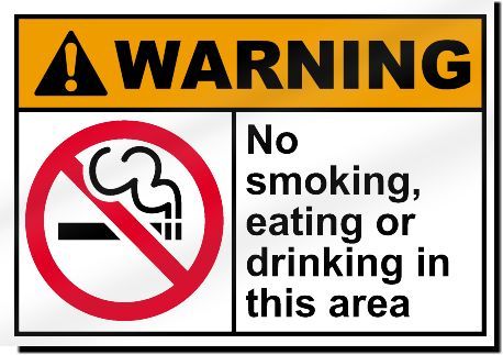 No Smoking Eating Or Drinking In This Area Sign  