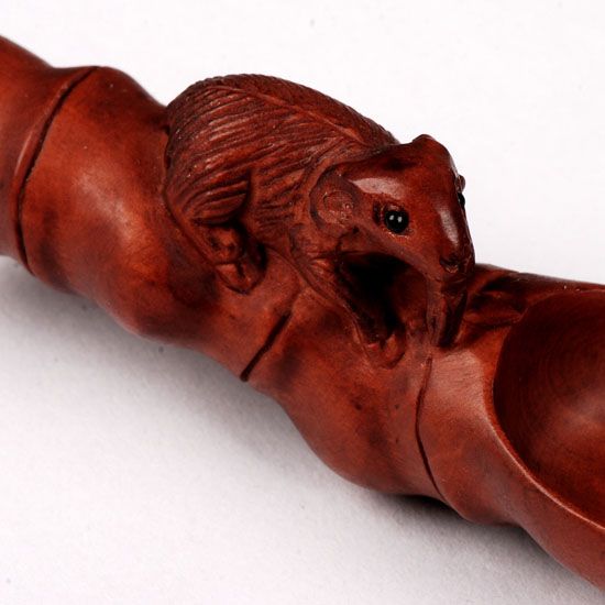 Hand Carved Boxwood Tea & Coffee Scoop Carving Sheep  