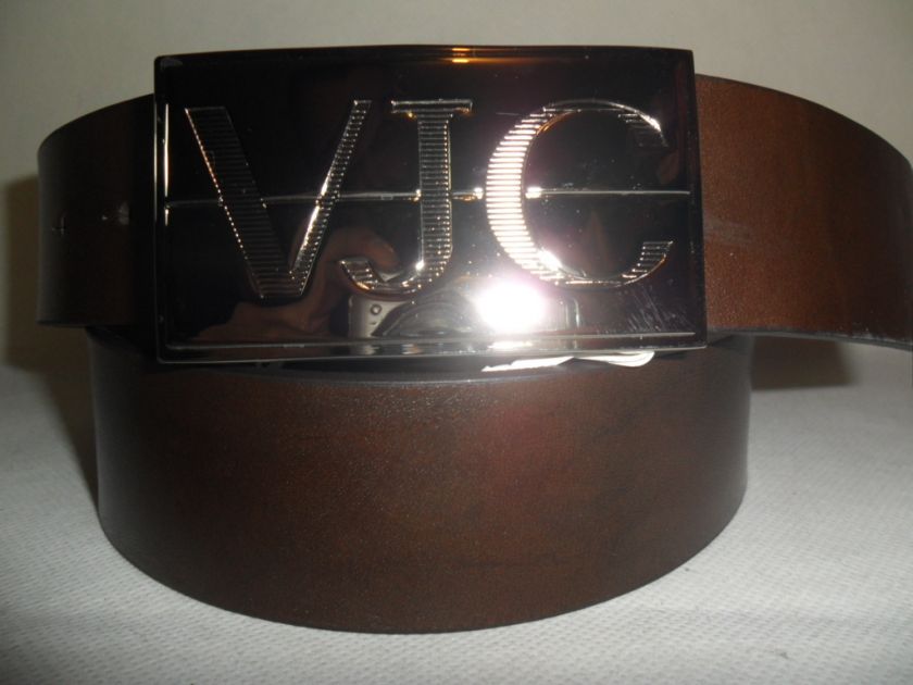 AUTHENTIC NEW VERSACE VJC MANS LEATHER BELT 39 3/8 METAL LOGO BUCKLET 