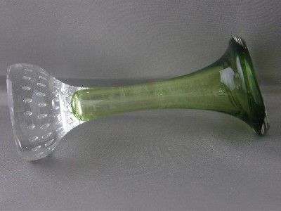 1960s ASEDA Glasbruk Sweden Green Bone Vase Jack in the Pulpit Art 